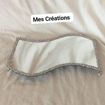 plateau  miroir vague en doré et argenté