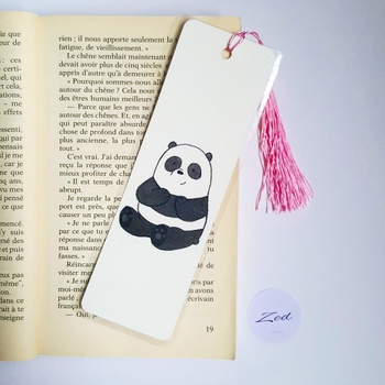 Bookmark thème "PANDA", marque page fait main par Zed Art فواصل الكتاب صناعة حرفية يدوية's image