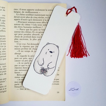 Bookmark thème "Ice-bear", marque page fait main par Zed Art فواصل الكتاب صناعة حرفية يدوية's image