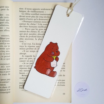 Bookmark thème "Grizzly", marque page bien plastifié fait main par Zed Art فواصل الكتاب صناعة حرفية يدوية's image