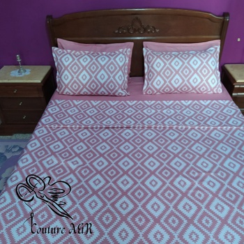 Parure de drap de 6 pièces drap plat, drap housse, 4 taies d'oreillers fait main par  Couture des draps A & R couleur rose's image