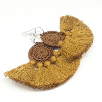 Boucles disque à frange Marron/Moutarde