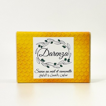 Savon artisanal naturel bio au miel et camomille fait main par Darenza, handmade soap,صابون طبيعي بالعسل و البابونج صناعة حرفية يدوية's image