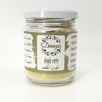 Masque d'argile verte poudre naturelle, masque artisanal pour visage fait main par Darenza, ghassoul, peaux grasses et normales, قناع للوجه صناعة حرفية يدوية's image