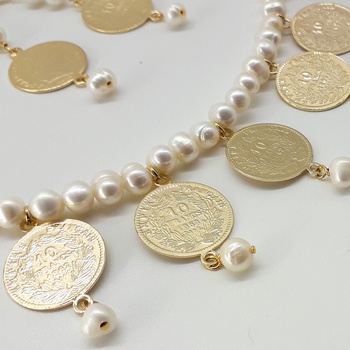 Ensemble collier en djoher hor et louis en plaqué or avec des boucles d'oreilles fait main par Tout Pour Eve  طقم عقد بالجوهر و اقراط صتاعة حرفية يدوية