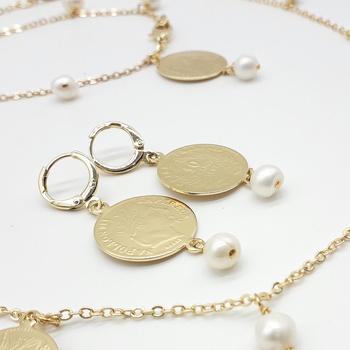 Ensemble collier en djoher hor et louis en plaqué or avec des boucles d'oreilles et une gourmette fait main par Tout Pour Eve  طقم عقد بالجوهر و اقراط مع اسوارة صناعة حرفية يدوية