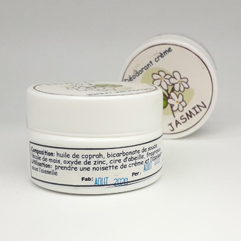 Déodorant crème artisanal 100% naturel et bio à l'odeur de jasmin, fait main par Le Galet,كريم مزيل للعرق برائحة الياسمين الطبيعي صناعة حرفية يدوية