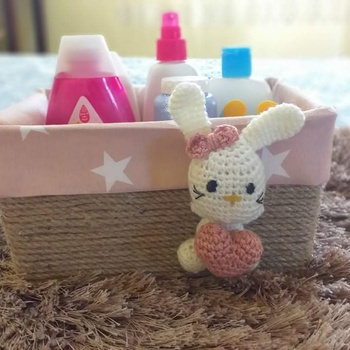 Panier de rangement avec nounours 24 cm × 18 cm