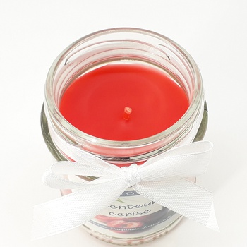 Bougie parfumée en bocal à couvercle senteur cerise, taille moyenne fait main par Soft Crafts شمعة معطرة برائحة الكرز صناعة حرفية يدوية